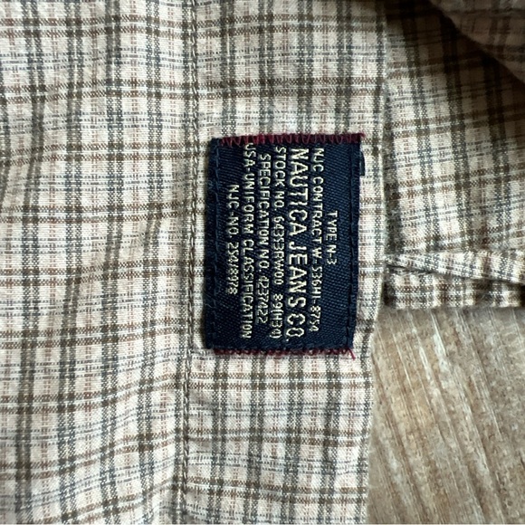 Nautica Plaid Shirt in Beige and Brown - Picture 2 of 6